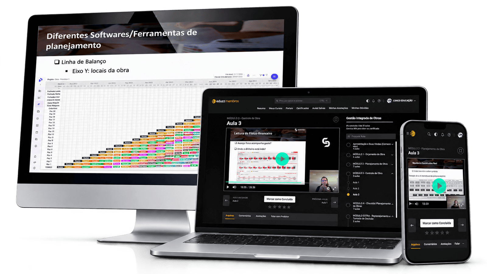 Mockup com telas do curso